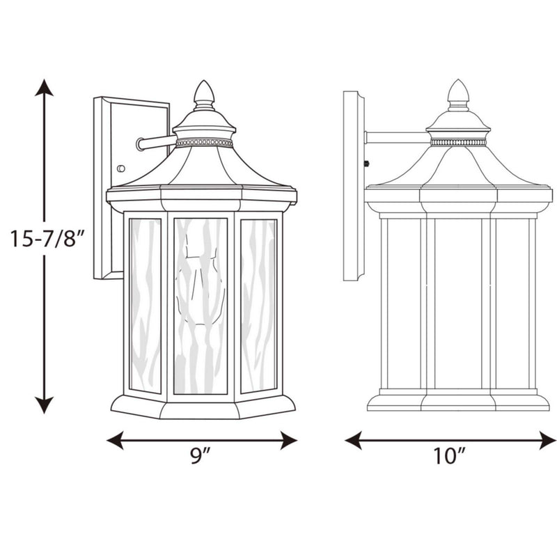 Progress Lighting P6072-31 One Light Wall Lantern, Black