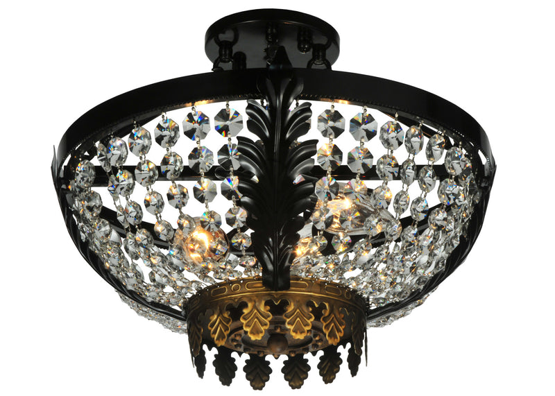 Meyda Tiffany 130636 Three Light Semi-Flushmount, Mirror Black