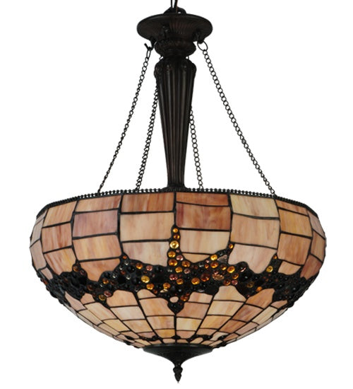 Meyda Tiffany 130701 Three Light Inverted Pendant, Mahogany Bronze