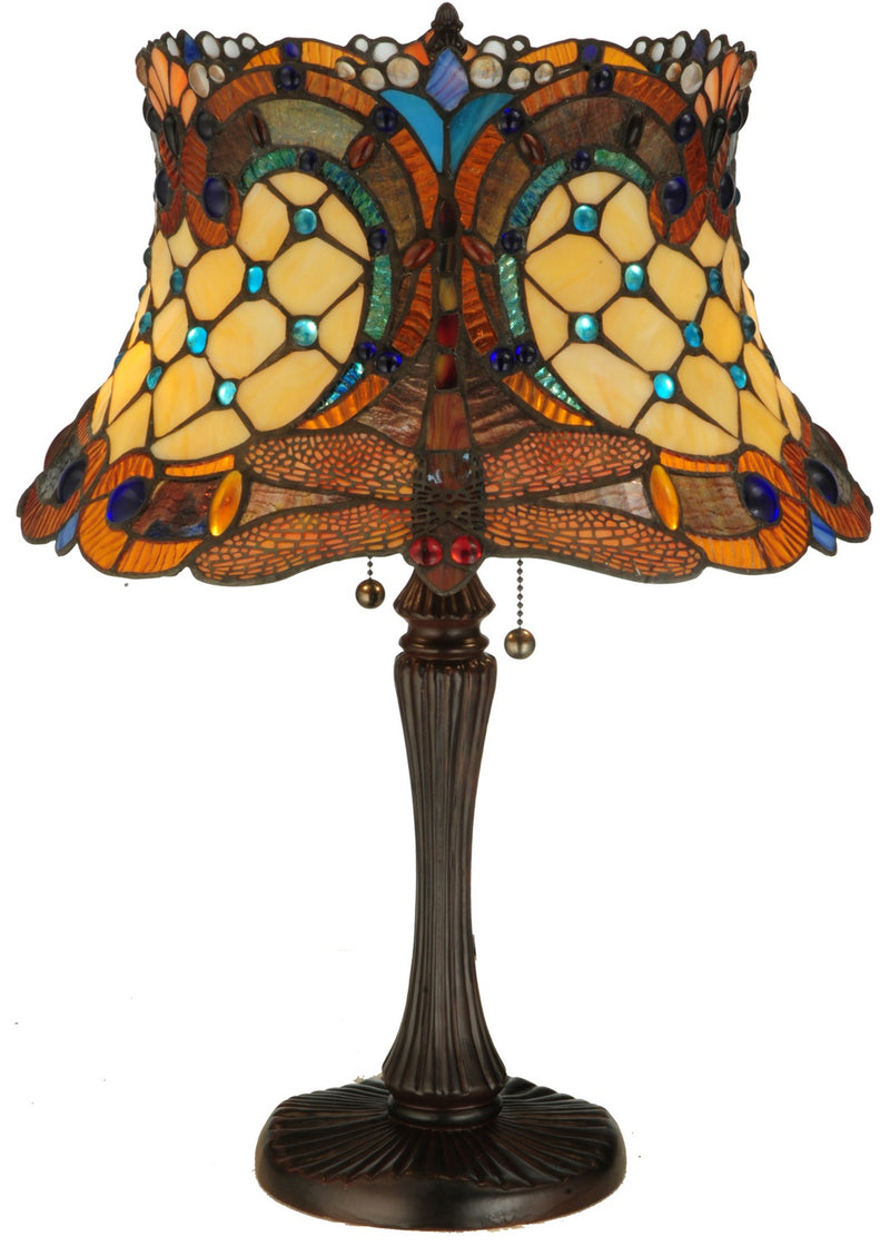 Meyda Tiffany 130762 Two Light Table Lamp, Mahogany Bronze