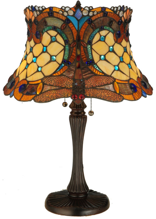 Meyda Tiffany 130762 Two Light Table Lamp, Mahogany Bronze
