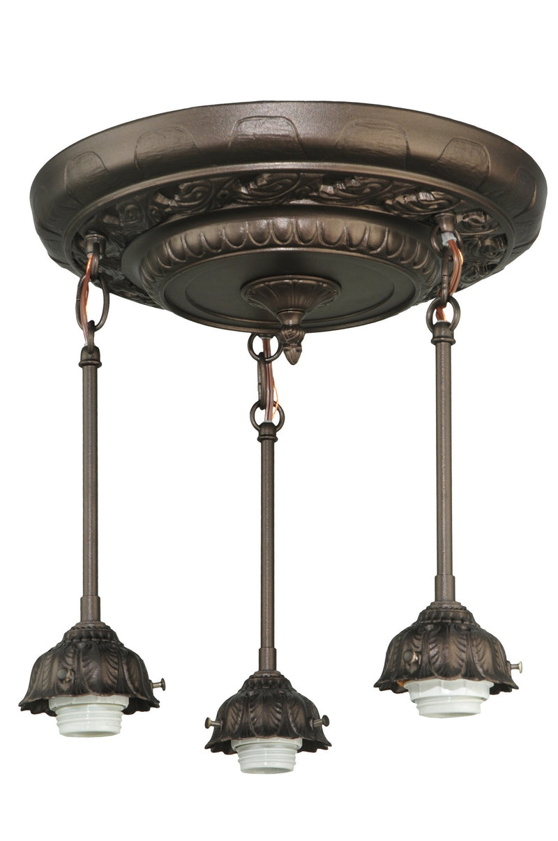 Meyda Tiffany 130776 Three Light Semi-Flushmount Hardware, Mahogany Bronze