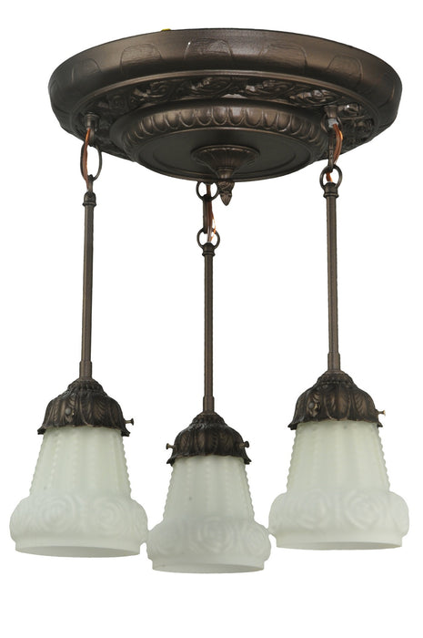 Meyda Tiffany 130778 Three Light Semi-Flushmount, Mahogany Bronze