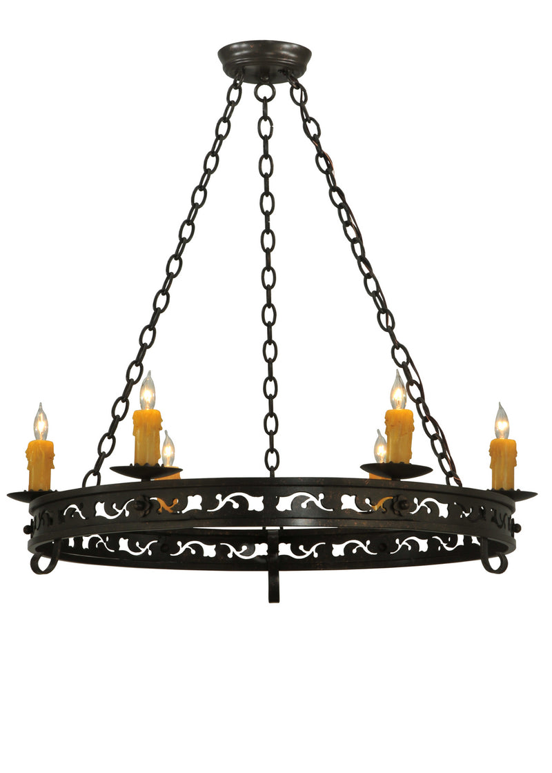 Meyda Tiffany 131389 Six Light Chandelier, Gilded Tobacco
