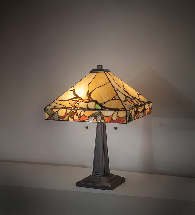 Meyda Tiffany 131507 Two Light Table Lamp, Mahogany Bronze