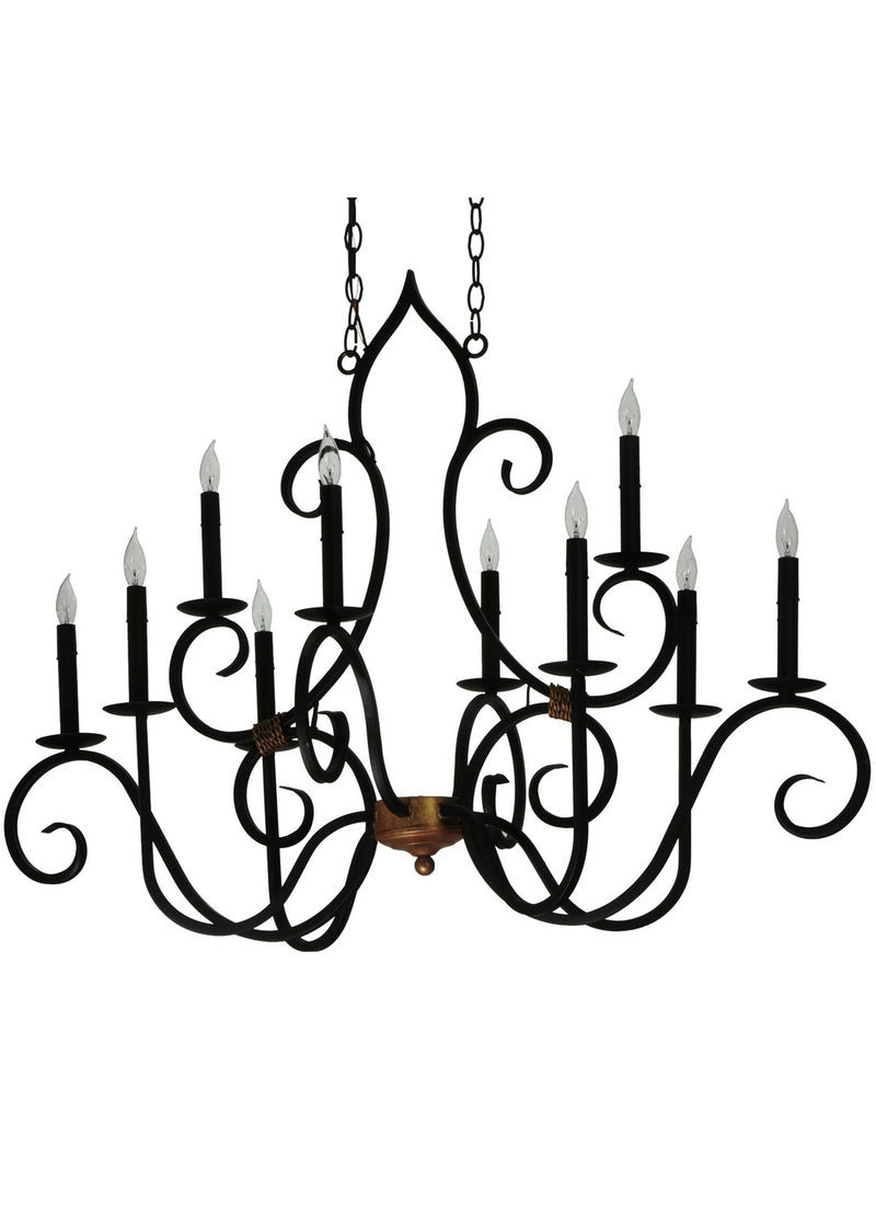 Meyda Tiffany 132000 Ten Light Chandelier, Black And Autumn Leaf