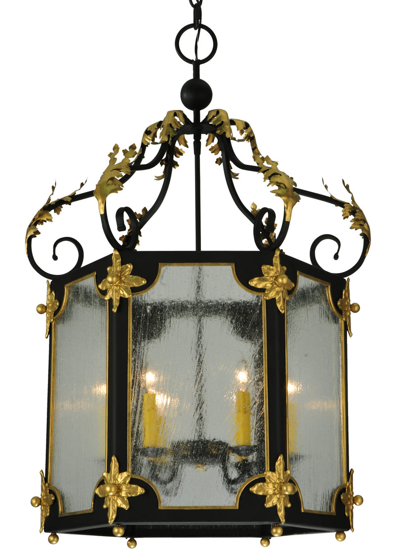 Meyda Tiffany 132203 Six Light Pendant, Blackwash With Gold Accents