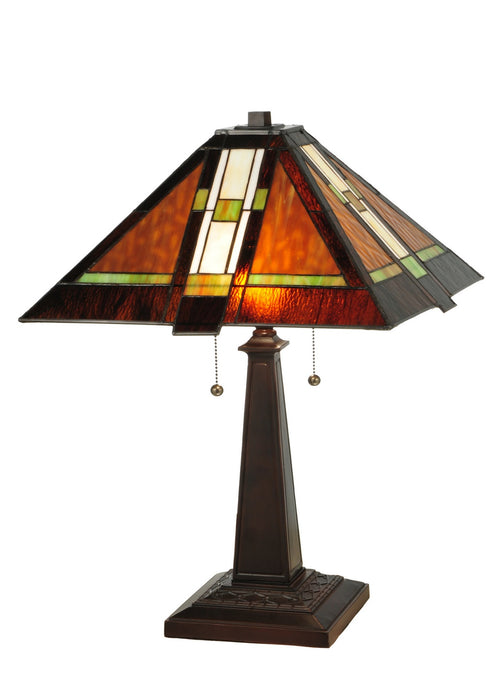 Meyda Tiffany 132673 Two Light Table Lamp, Mahogany Bronze
