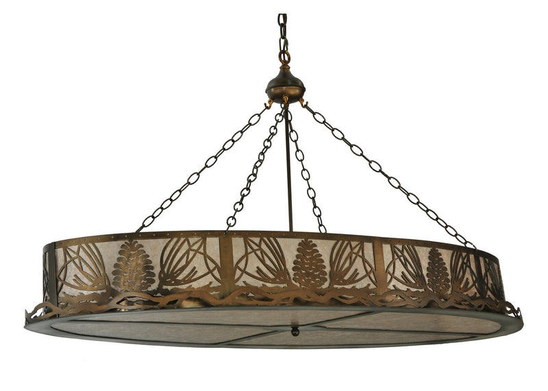 Meyda Tiffany 132676 Eight Light Oblong Inverted Pendant, Antique Copper