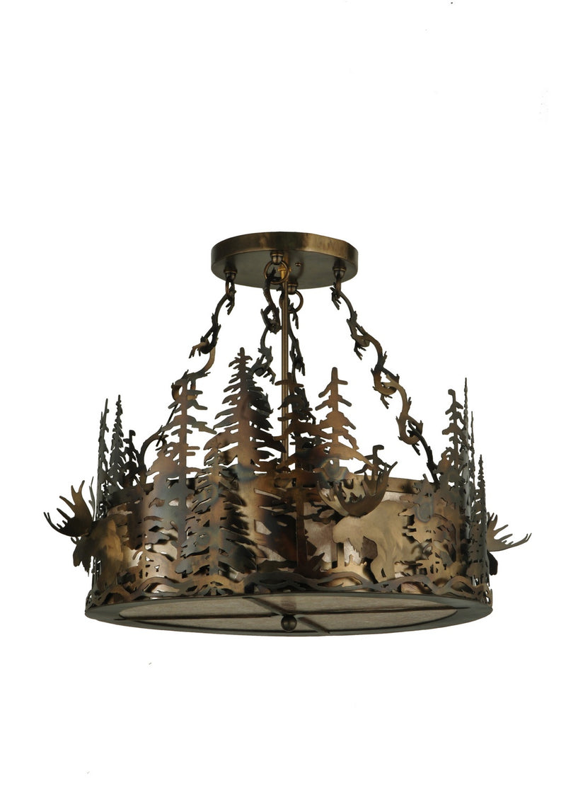 Meyda Tiffany 132697 Four Light Inverted Pendant, Light Burnished Antique Copper