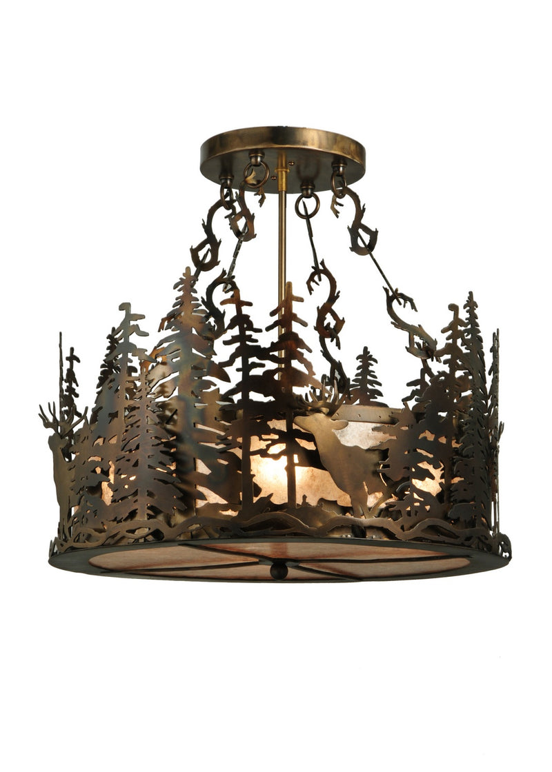 Meyda Tiffany 132702 Four Light Inverted Pendant, Dark Burinished Antique Copper