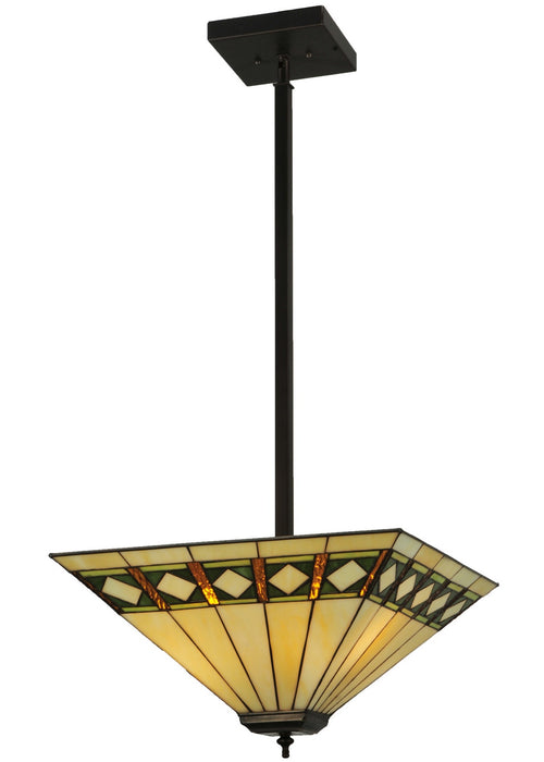 Meyda Tiffany 133342 Three Light Inverted Pendant, Mahogany Bronze