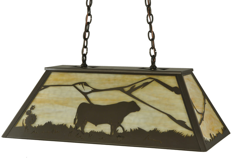 Meyda Tiffany 133345 Six Light Oblong Pendant, Timeless Bronze