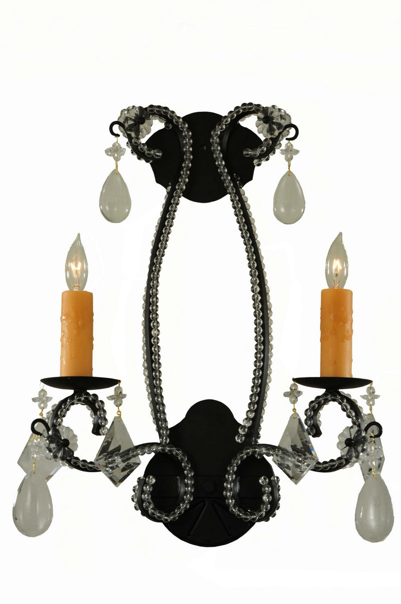Meyda Tiffany 133962 Two Light Wall Sconce, Black Textured
