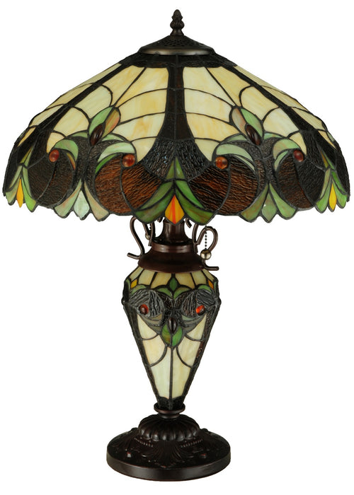 Meyda Tiffany 134528 Two Light Table Lamp, Mahogany Bronze
