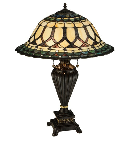 Meyda Tiffany 134536 Three Light Table Lamp, Chestnut W/Gold