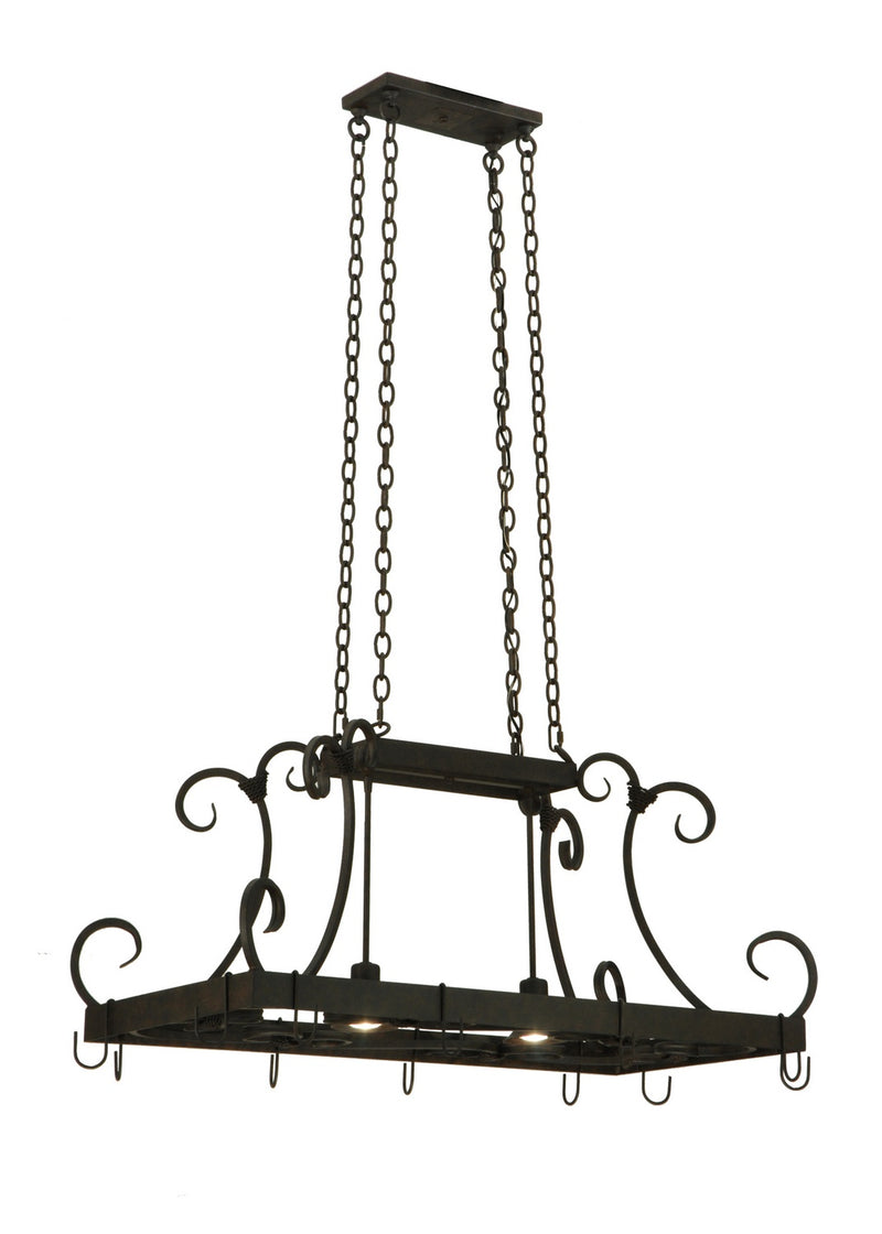 Meyda Tiffany 134575 Two Light Pot Rack, Chestnut