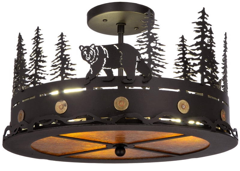 Meyda Tiffany 134785 Three Light Flushmount, Textured Black