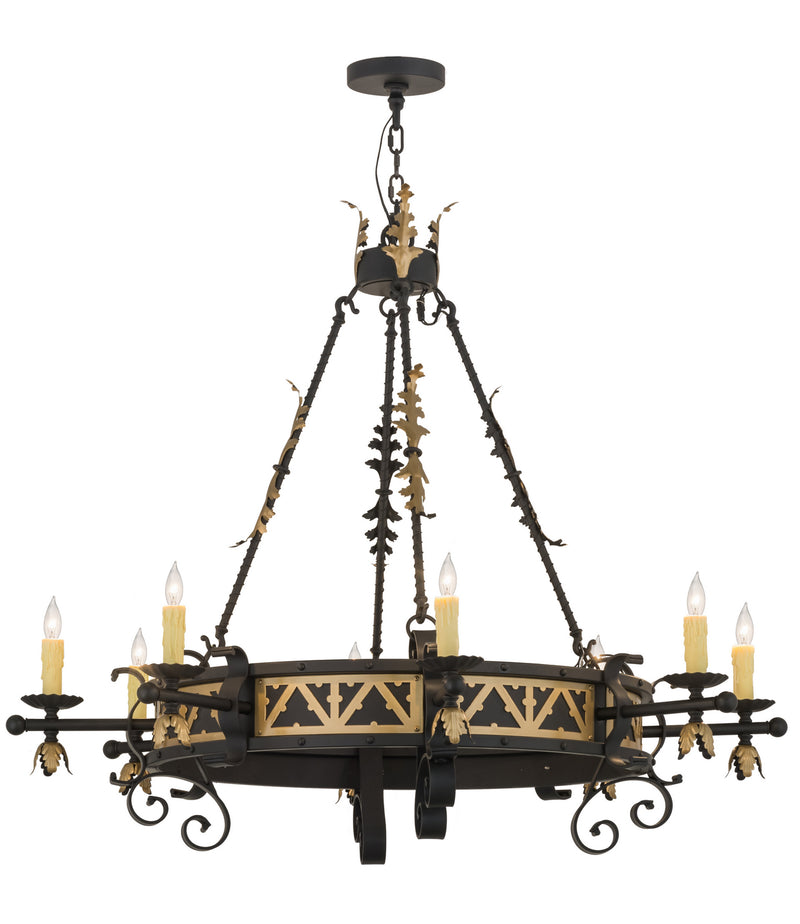 Meyda Tiffany 135122 Eight Light Chandelier, Blackwash W/Gold Accents