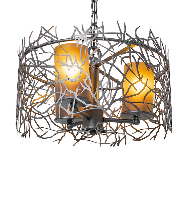 Meyda Tiffany 135707 Three Light Pendant, Pewter