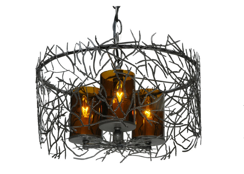 Meyda Tiffany 135707 Three Light Pendant, Pewter