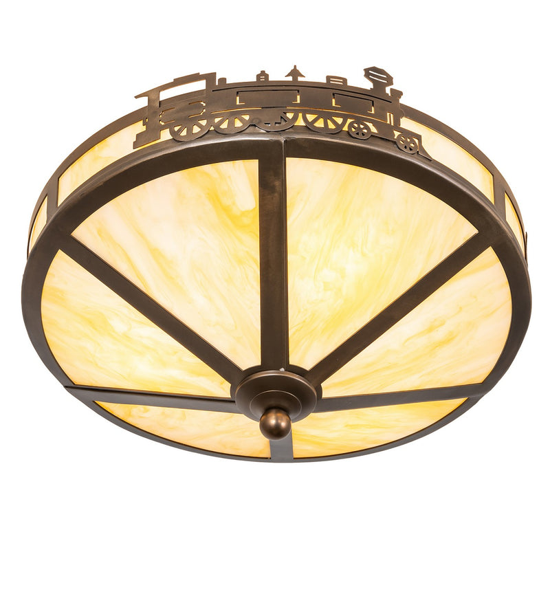 Meyda Tiffany 136032 Three Light Flushmount, Antique Copper