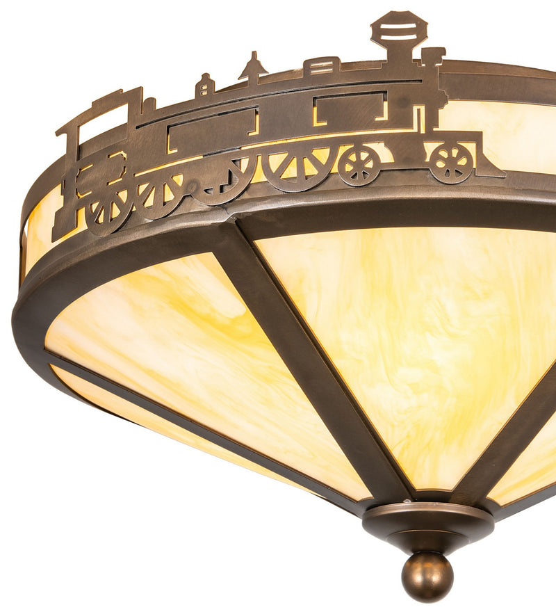 Meyda Tiffany 136032 Three Light Flushmount, Antique Copper