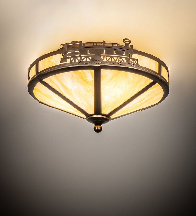 Meyda Tiffany 136032 Three Light Flushmount, Antique Copper