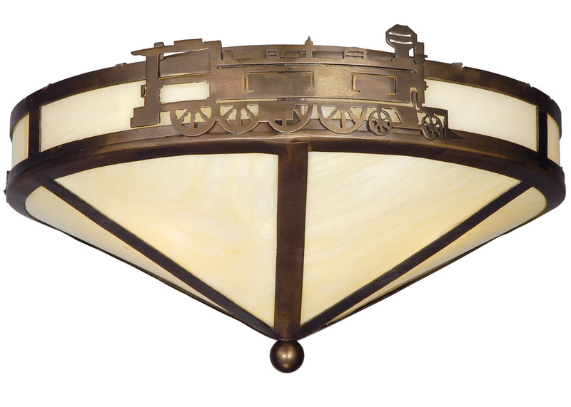 Meyda Tiffany 136032 Three Light Flushmount, Antique Copper