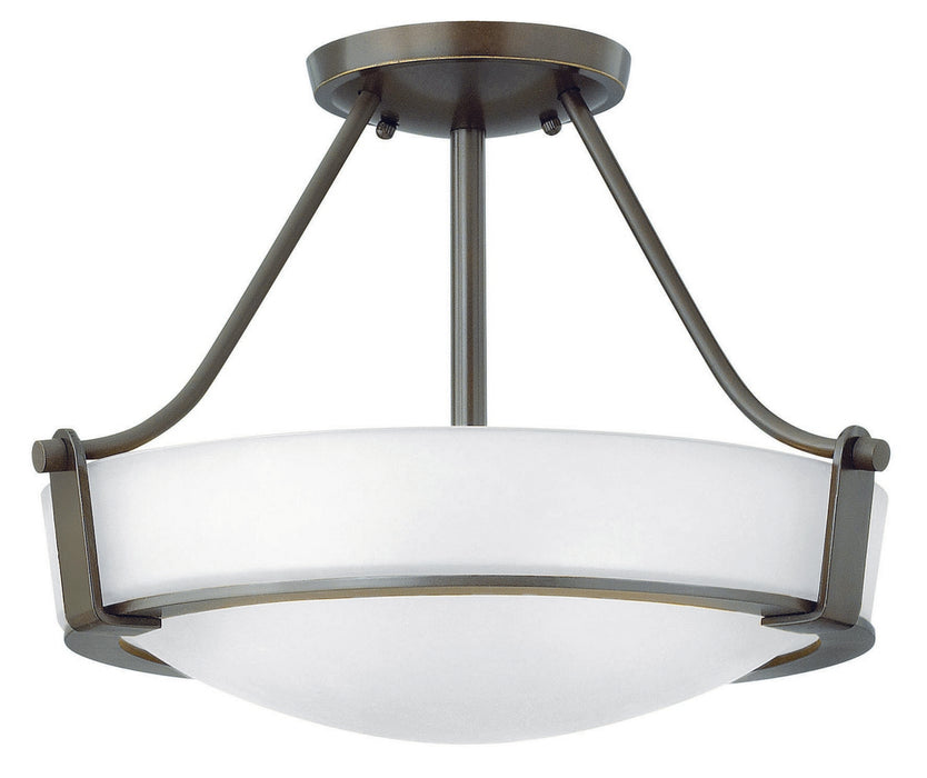 Hinkley 3220OB-WH-LED LED Semi-Flush Mount, Olde Bronze with Etched White glass