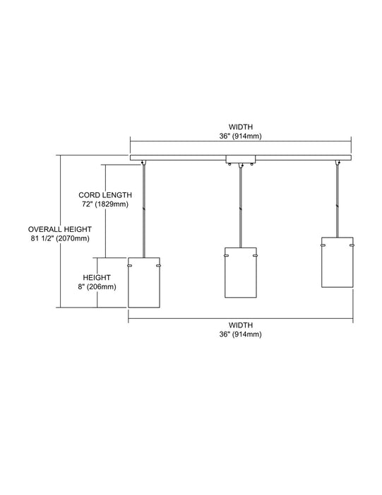 ELK Home 10242/3L-AQ Three Light Pendant, Satin Nickel