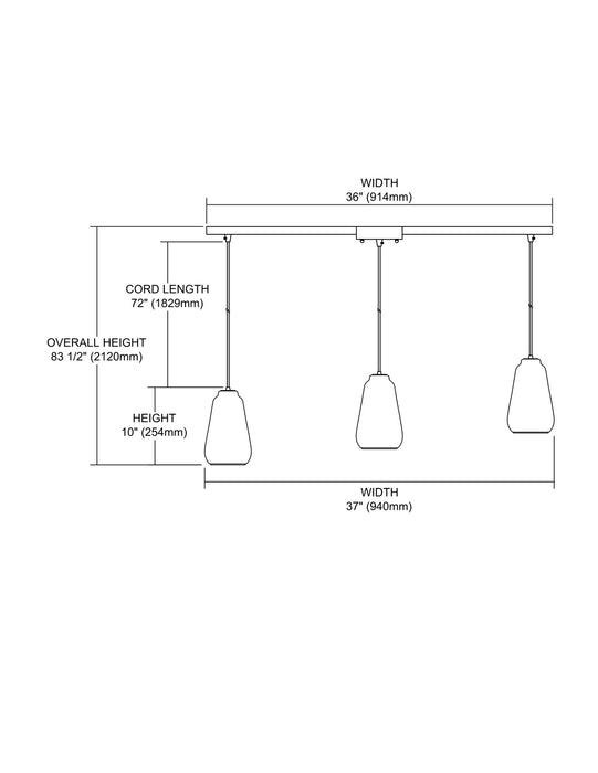 ELK Home 10423/3L Three Light Pendant, Polished Chrome