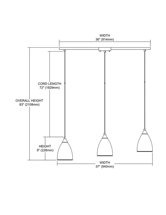 ELK Home 10464/3L Three Light Pendant, Satin Nickel