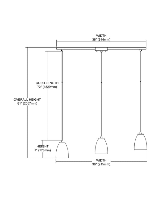 ELK Home 10465/3L-BRF Three Light Pendant, Satin Nickel