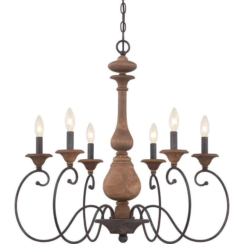 Quoizel ABN5006RK Six Light Chandelier, Rustic Black