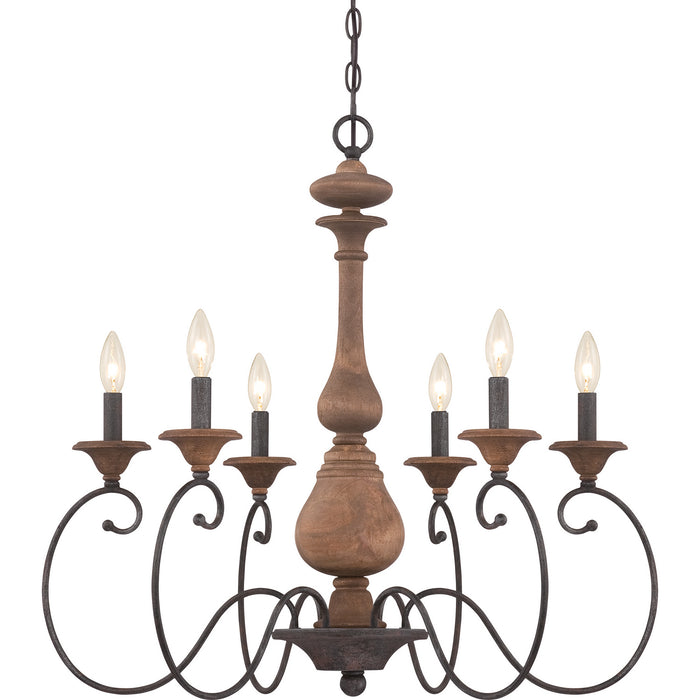 Quoizel ABN5006RK Six Light Chandelier, Rustic Black