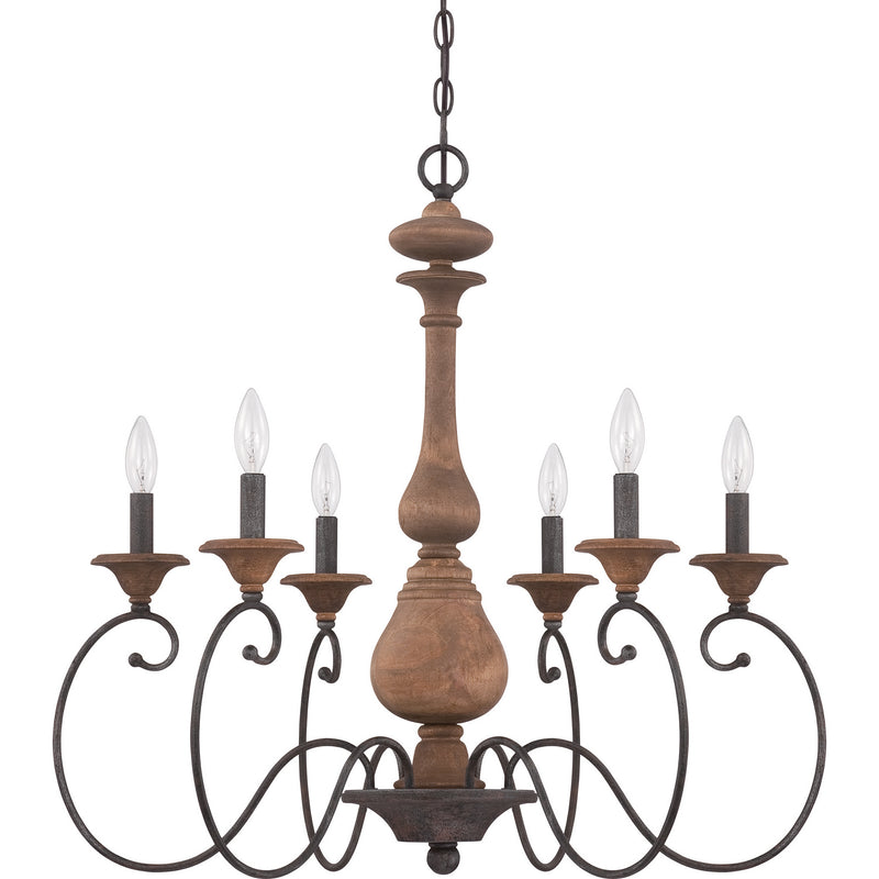 Quoizel ABN5006RK Six Light Chandelier, Rustic Black