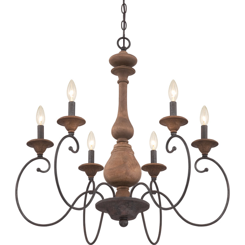Quoizel ABN5006RK Six Light Chandelier, Rustic Black