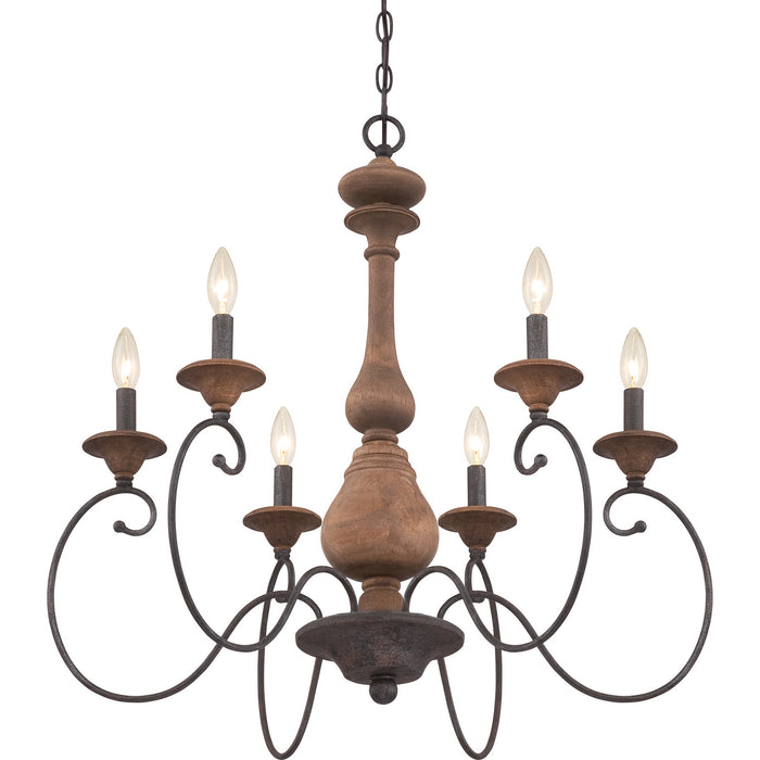 Quoizel ABN5006RK Six Light Chandelier, Rustic Black