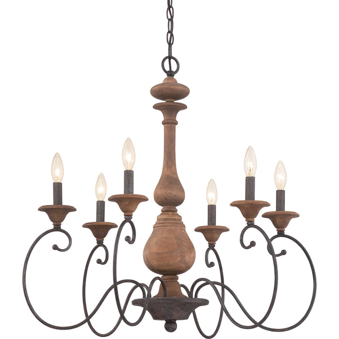 Quoizel ABN5006RK Six Light Chandelier, Rustic Black