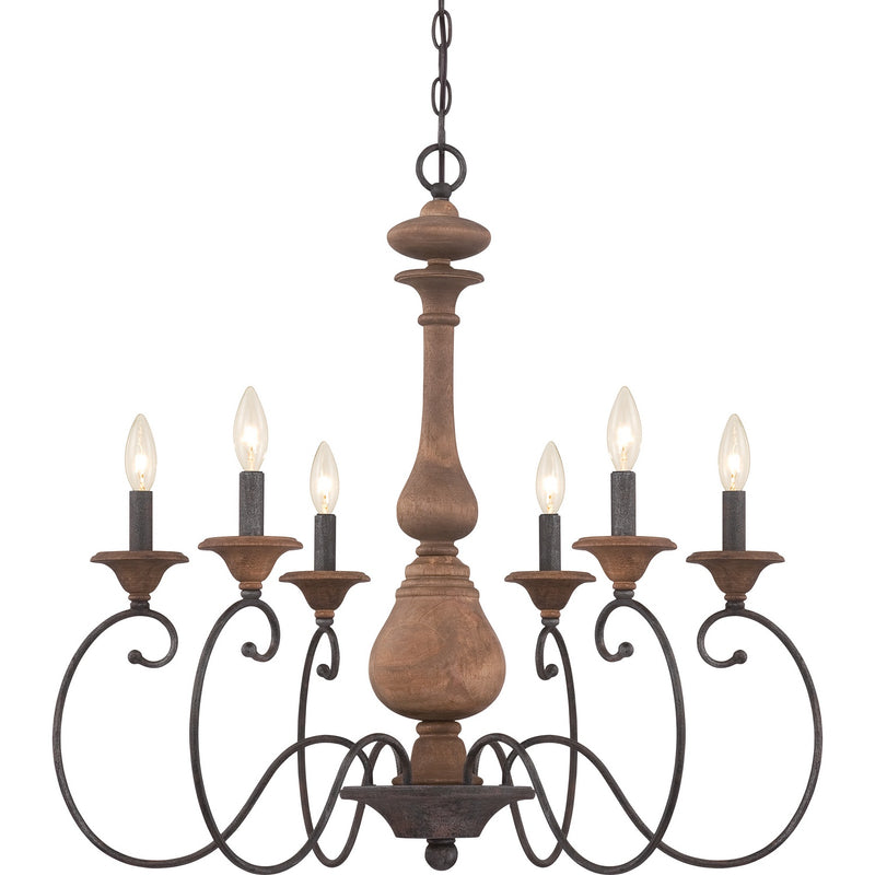 Quoizel ABN5006RK Six Light Chandelier, Rustic Black