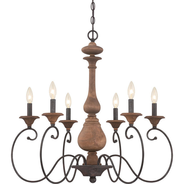 Quoizel ABN5006RK Six Light Chandelier, Rustic Black