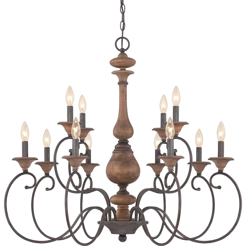 Quoizel ABN5012RK 12 Light Chandelier, Rustic Black