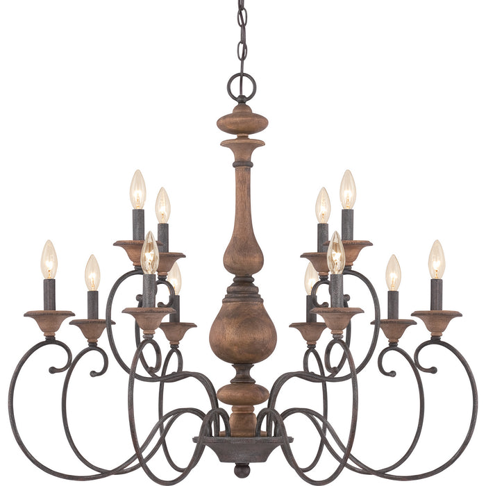 Quoizel ABN5012RK 12 Light Chandelier, Rustic Black