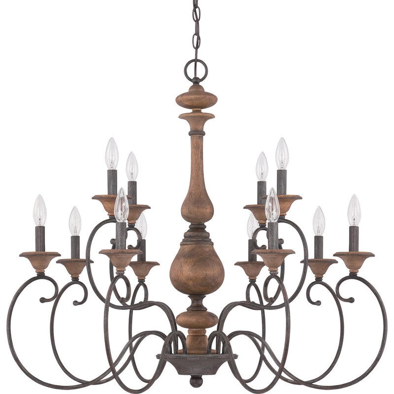 Quoizel ABN5012RK 12 Light Chandelier, Rustic Black