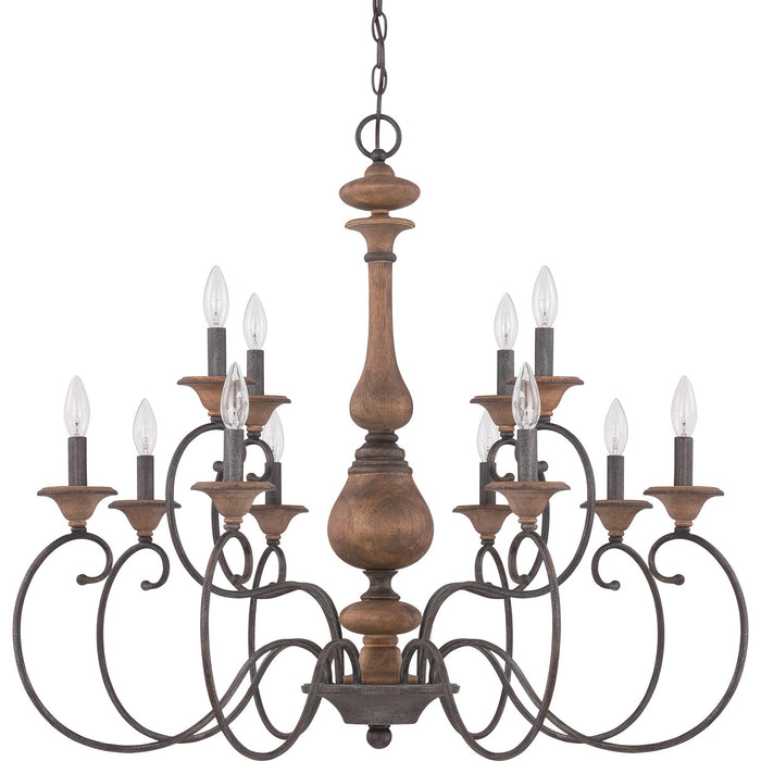 Quoizel ABN5012RK 12 Light Chandelier, Rustic Black