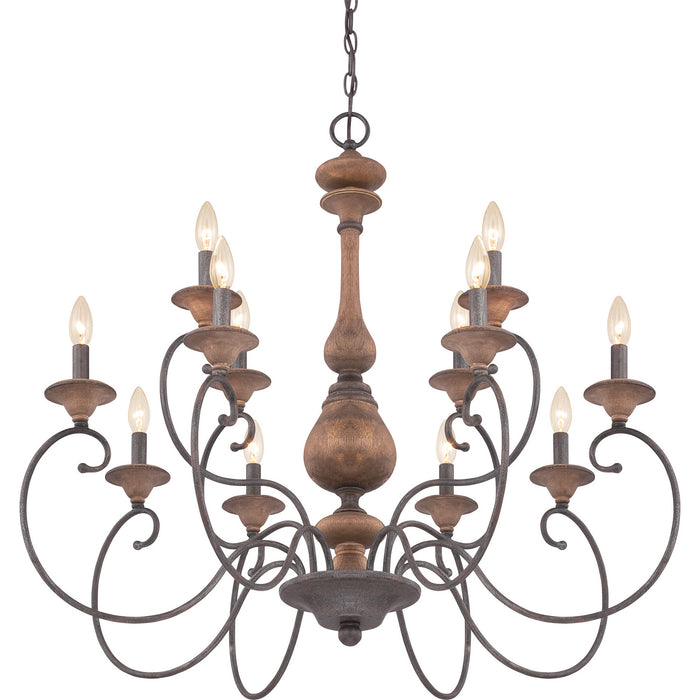 Quoizel ABN5012RK 12 Light Chandelier, Rustic Black