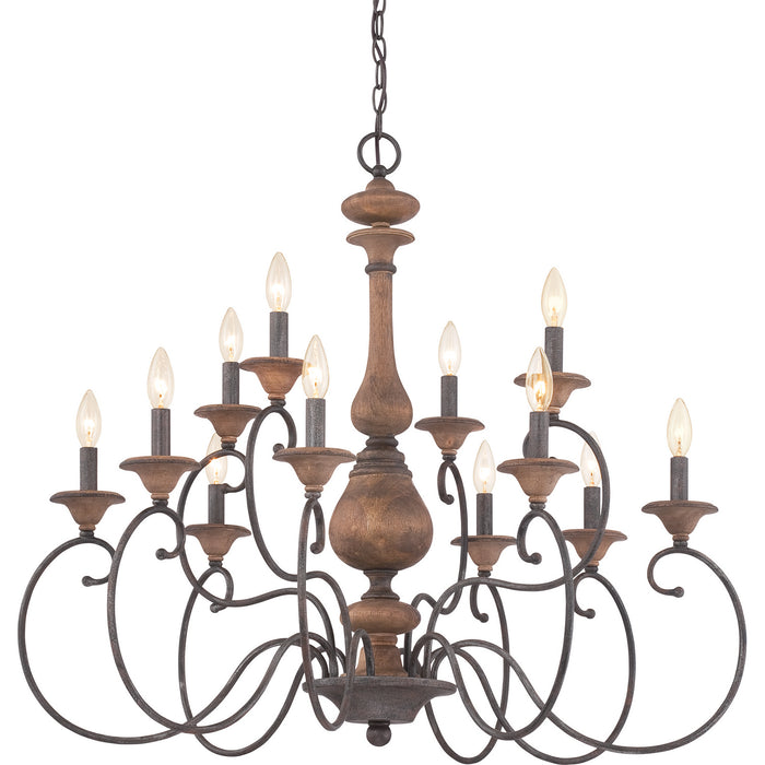 Quoizel ABN5012RK 12 Light Chandelier, Rustic Black