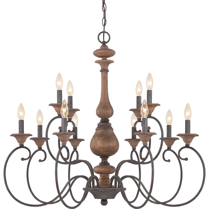 Quoizel ABN5012RK 12 Light Chandelier, Rustic Black
