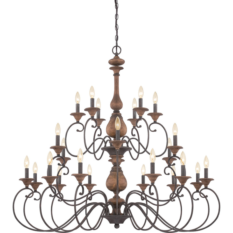 Quoizel ABN5024RK 24 Light Chandelier, Rustic Black